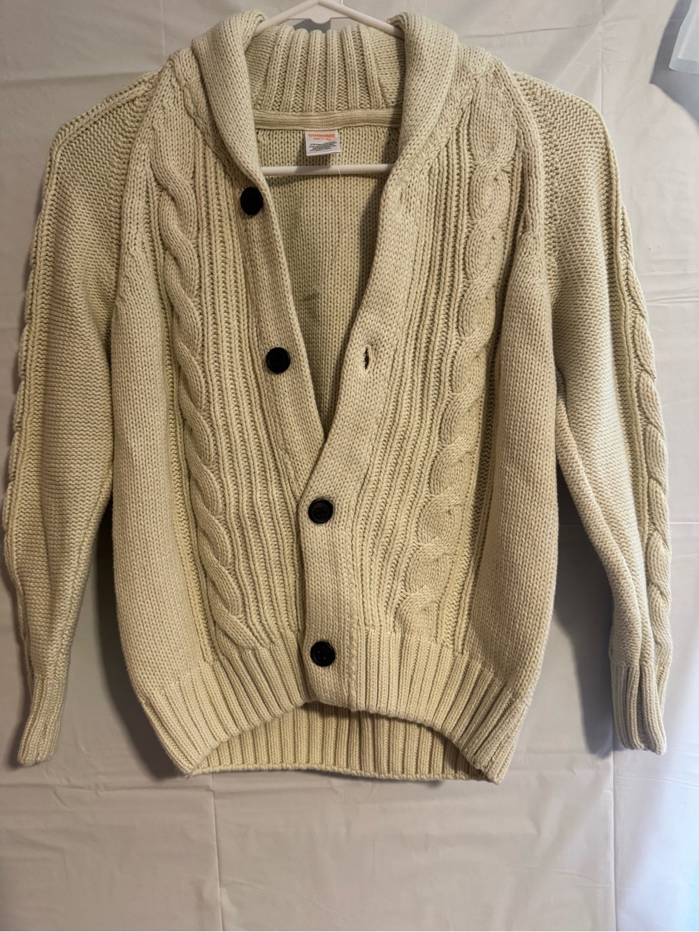 Gymboree Cream Cable-Knit Shawl Collar Cardigan